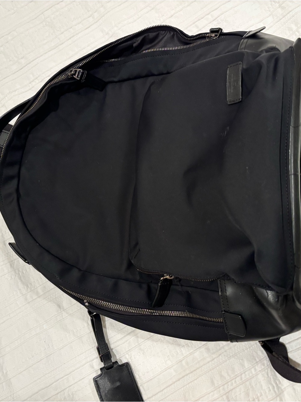 Tumi Black Nylon Backpack with Leather Trim